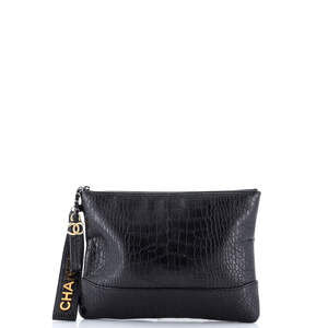 Chanel Medium Gabrielle O Case Clutch Crocodile Embossed Calfskin